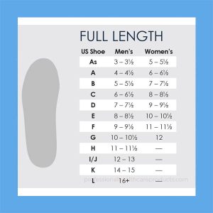 Powerstep Full Length Size Chart