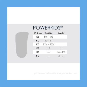 Powerstep Powerkids size chart