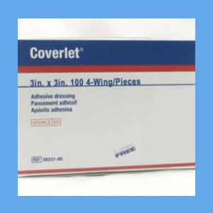Adhesive Coverlet Bandages - Coverlet Adhesive Bandages, 4-Wing 3″ x 3″