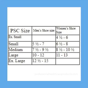 Fabrifoam PSC Pronation Compression Ankle Wrap size chart